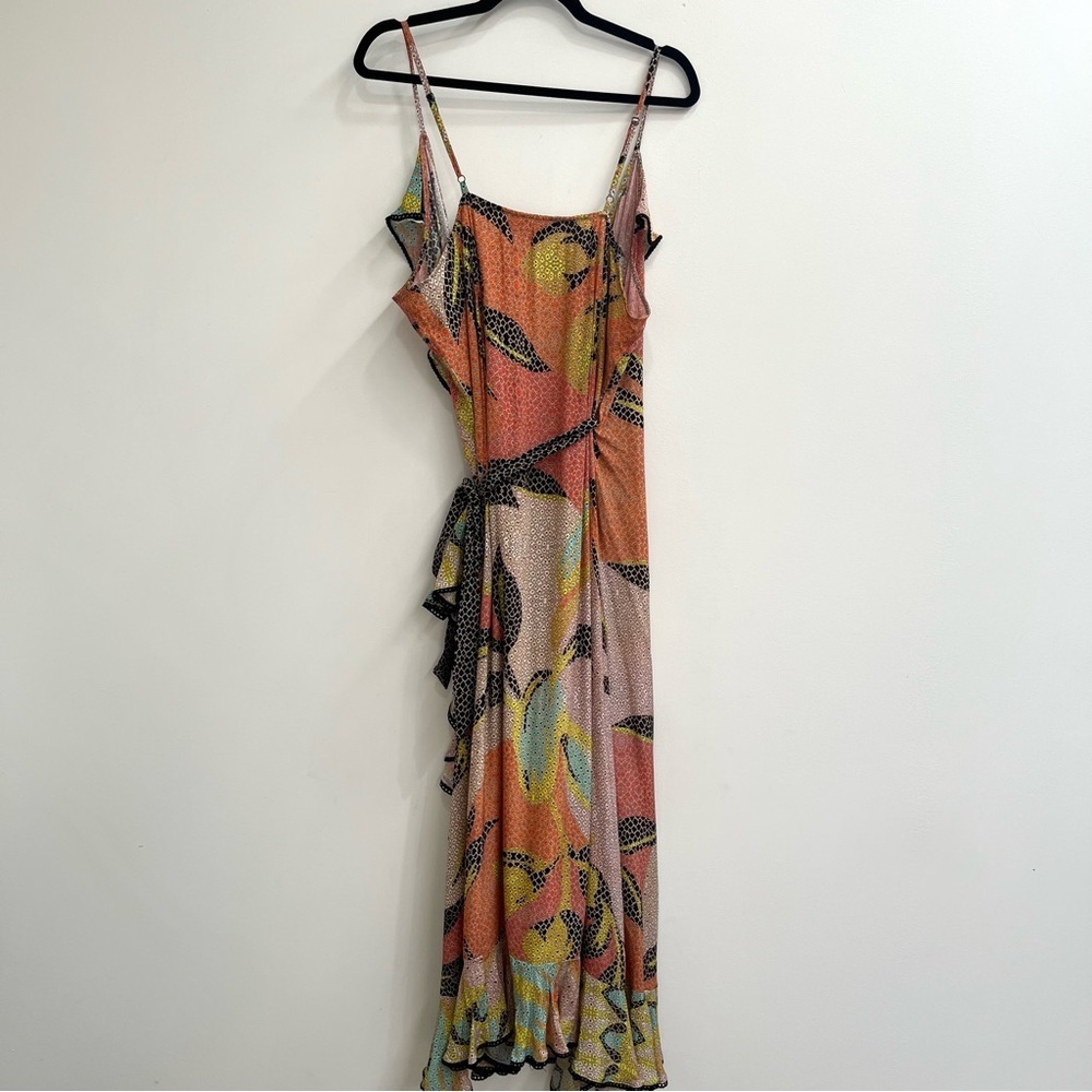 Anthropologie BHANUNI by Jyoti Kathryn Ruffled Wrap Maxi Dress Mosaic Size 16 - Picture 6 of 14